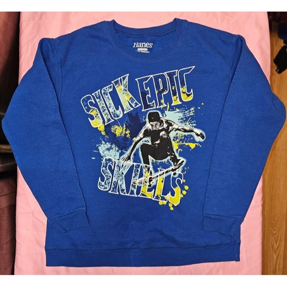Boys Hanes Sweatshirt Size XL – "Sick Epic Skills" Skateboard Graphic – EUC